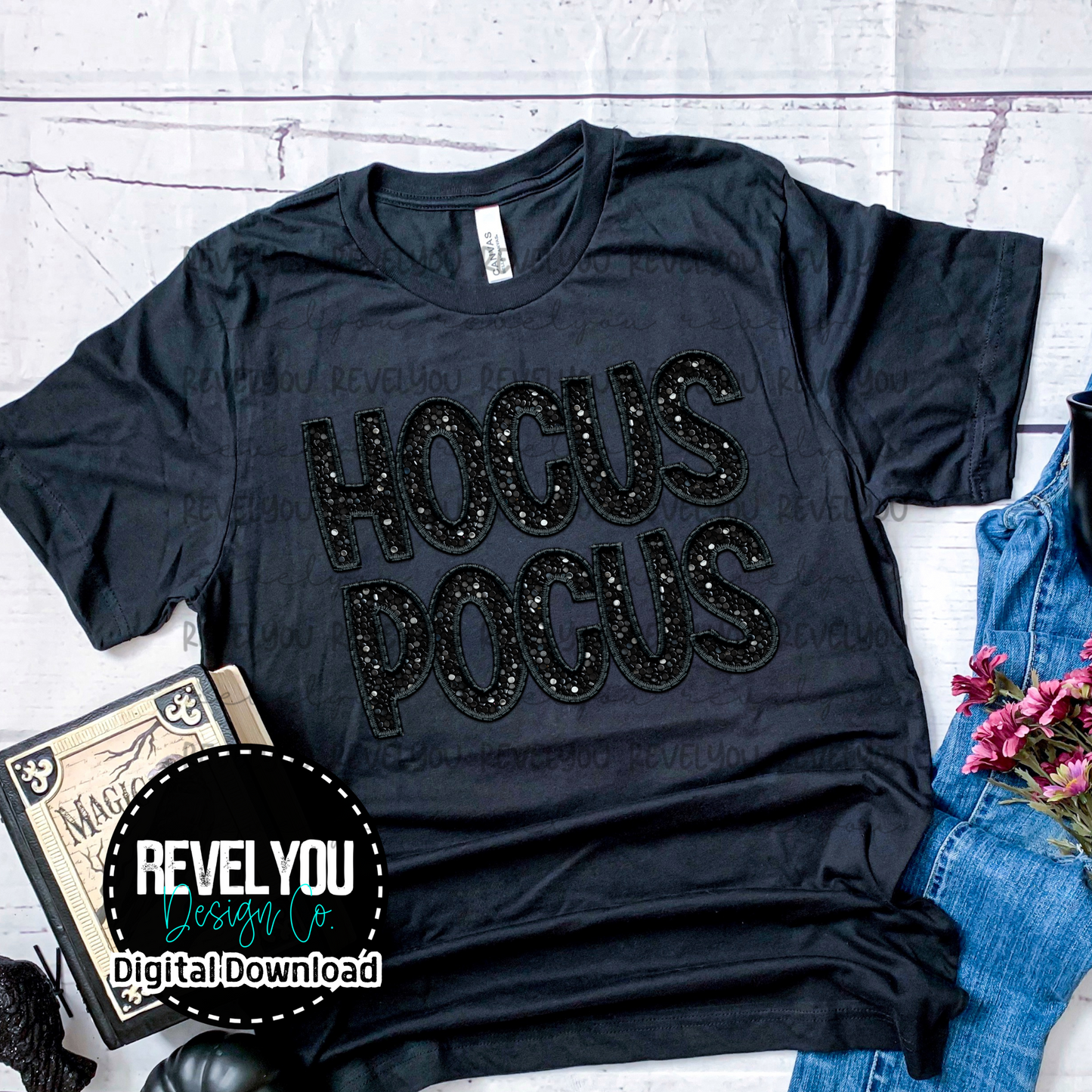 Hocus Pocus Faux Sequin Embroidery Look - PNG