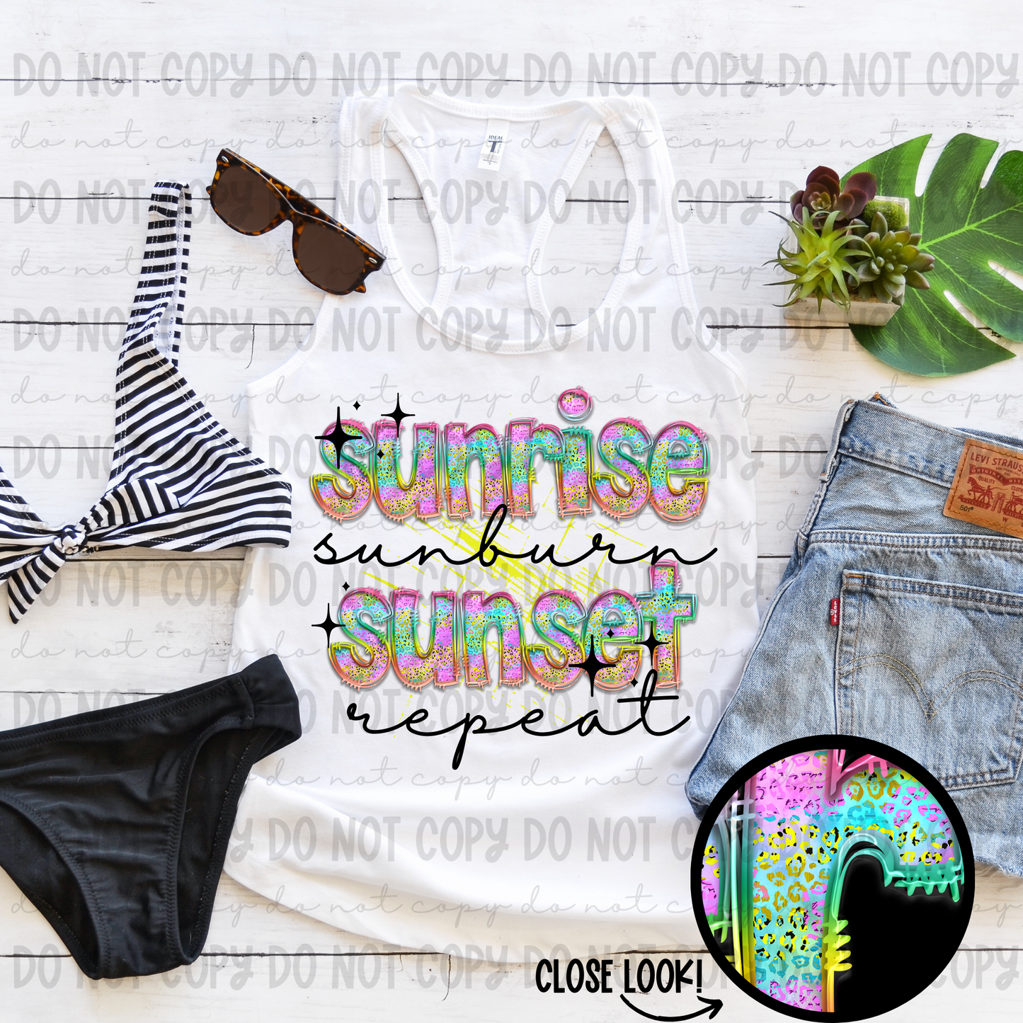Sunrise Sunburn Sunset Repeat Black - PNG