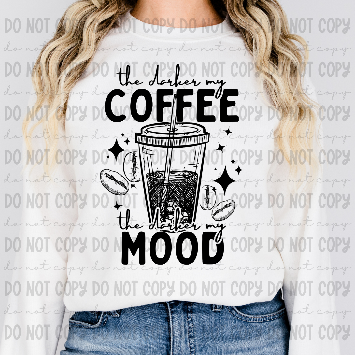 Darker My Mood Iced Coffee B/W Set - PNG