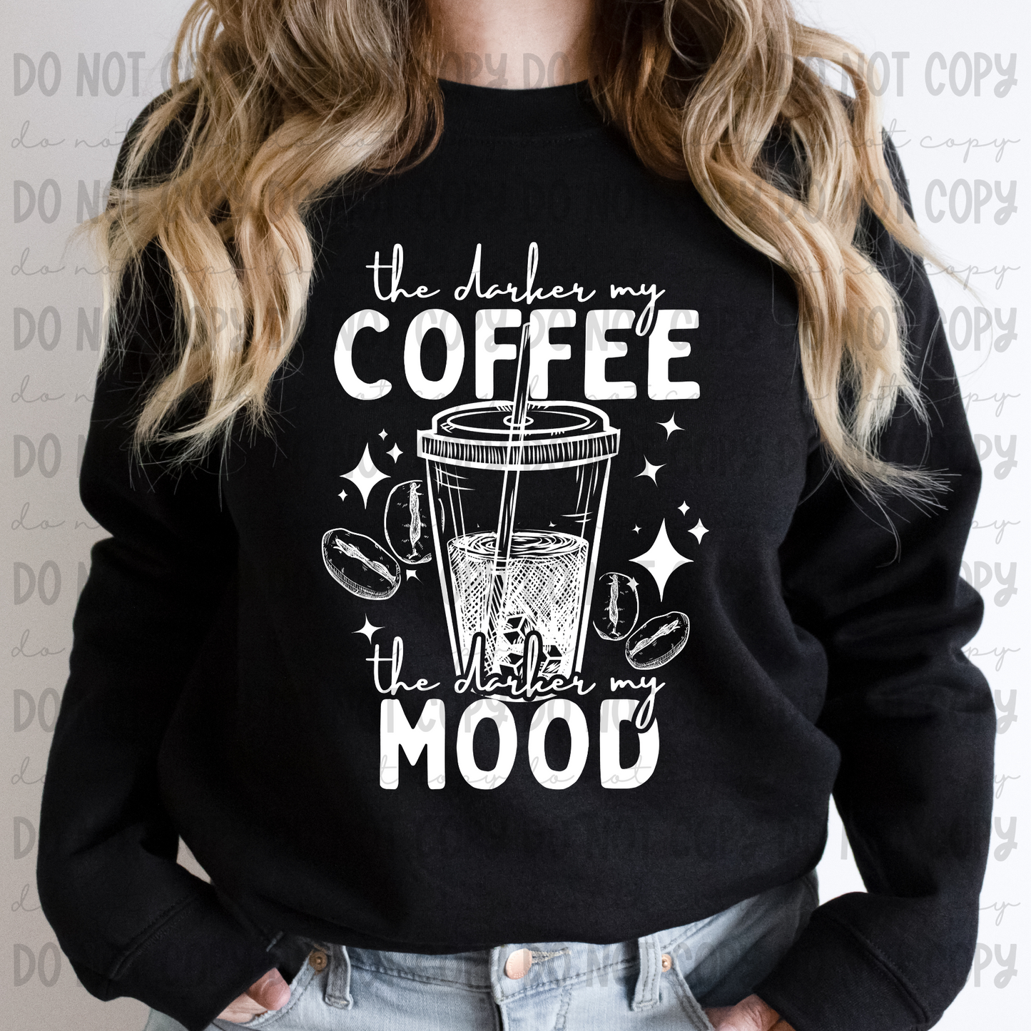 Darker My Mood Iced Coffee B/W Set - PNG