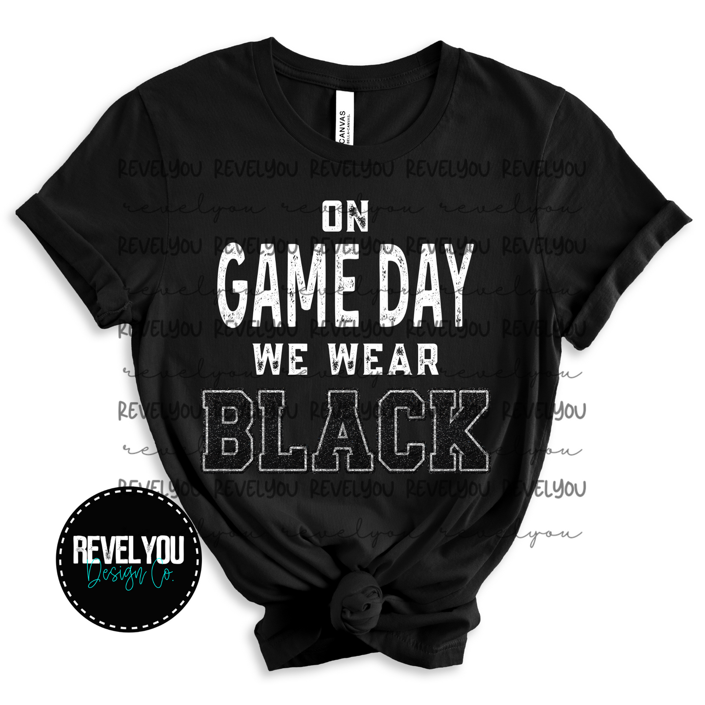 On Game Day We Wear Black *FAUX GLITTER* - PNG