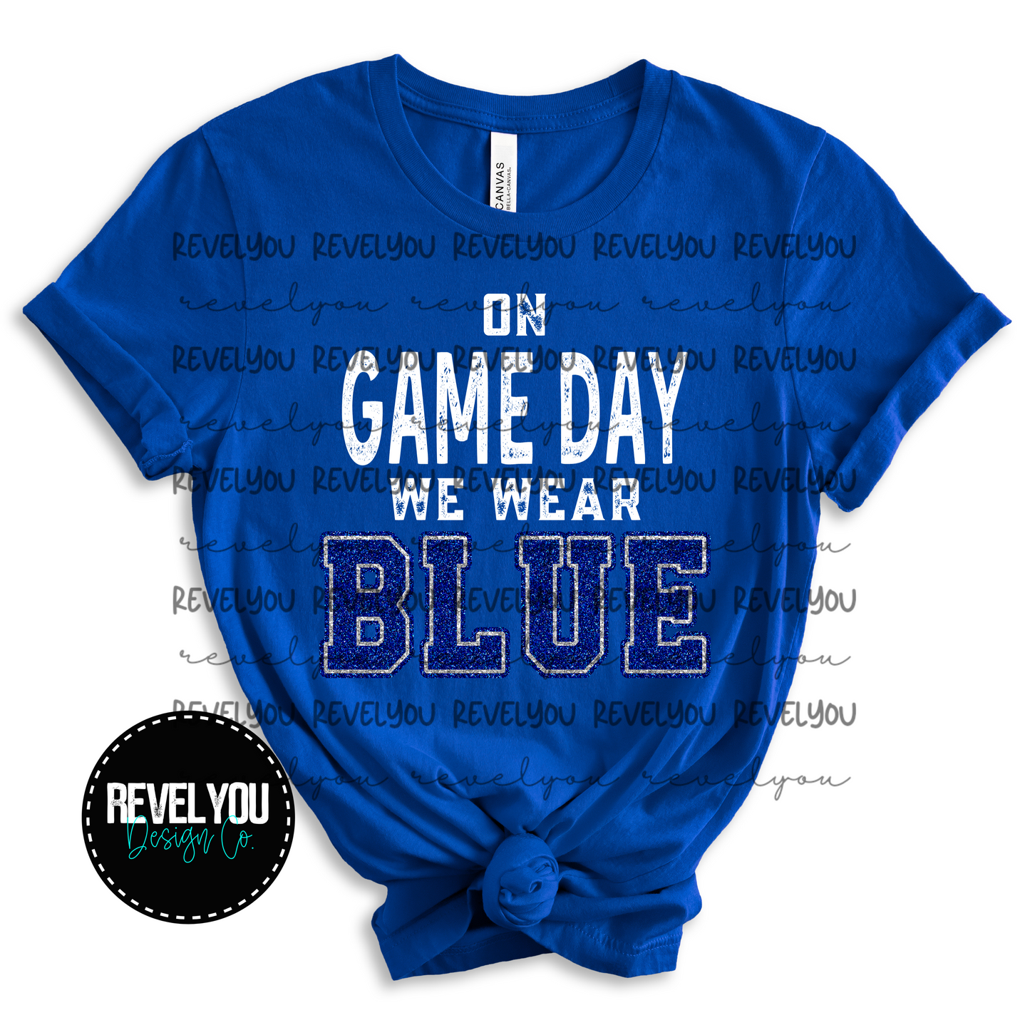 On Game Day We Wear Blue *FAUX GLITTER* - PNG