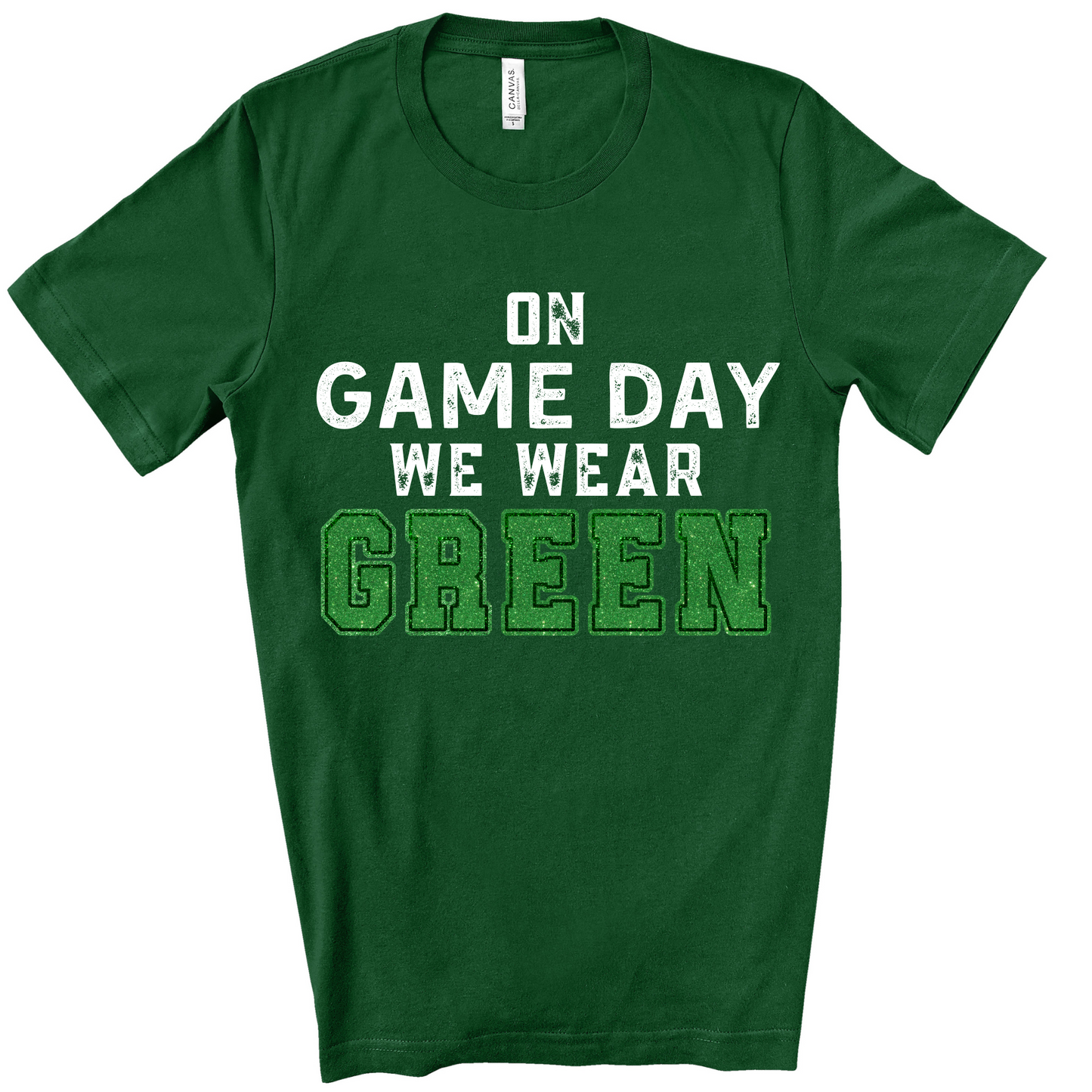 On Game Day We Wear Green *FAUX GLITTER* - PNG