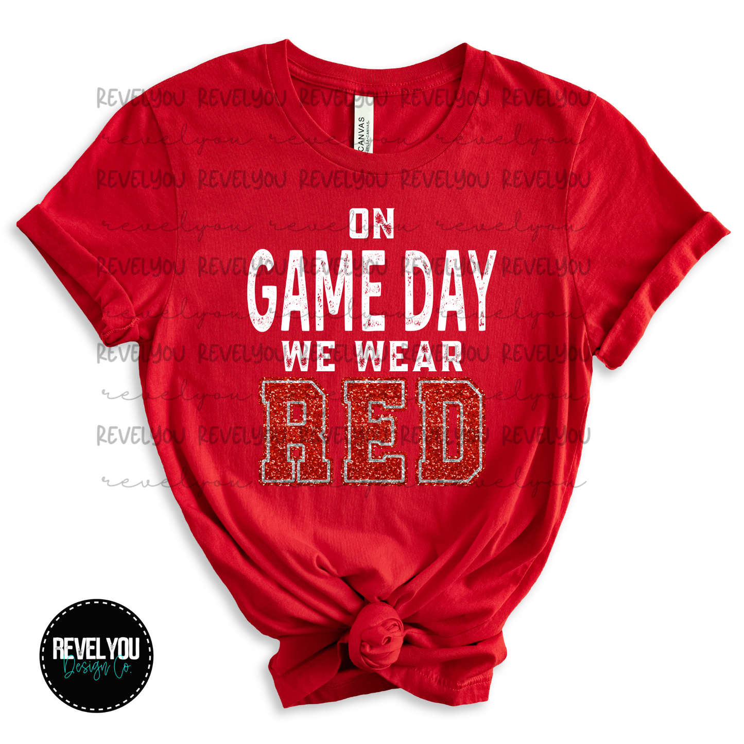 On Game Day We Wear Red *FAUX GLITTER* - PNG