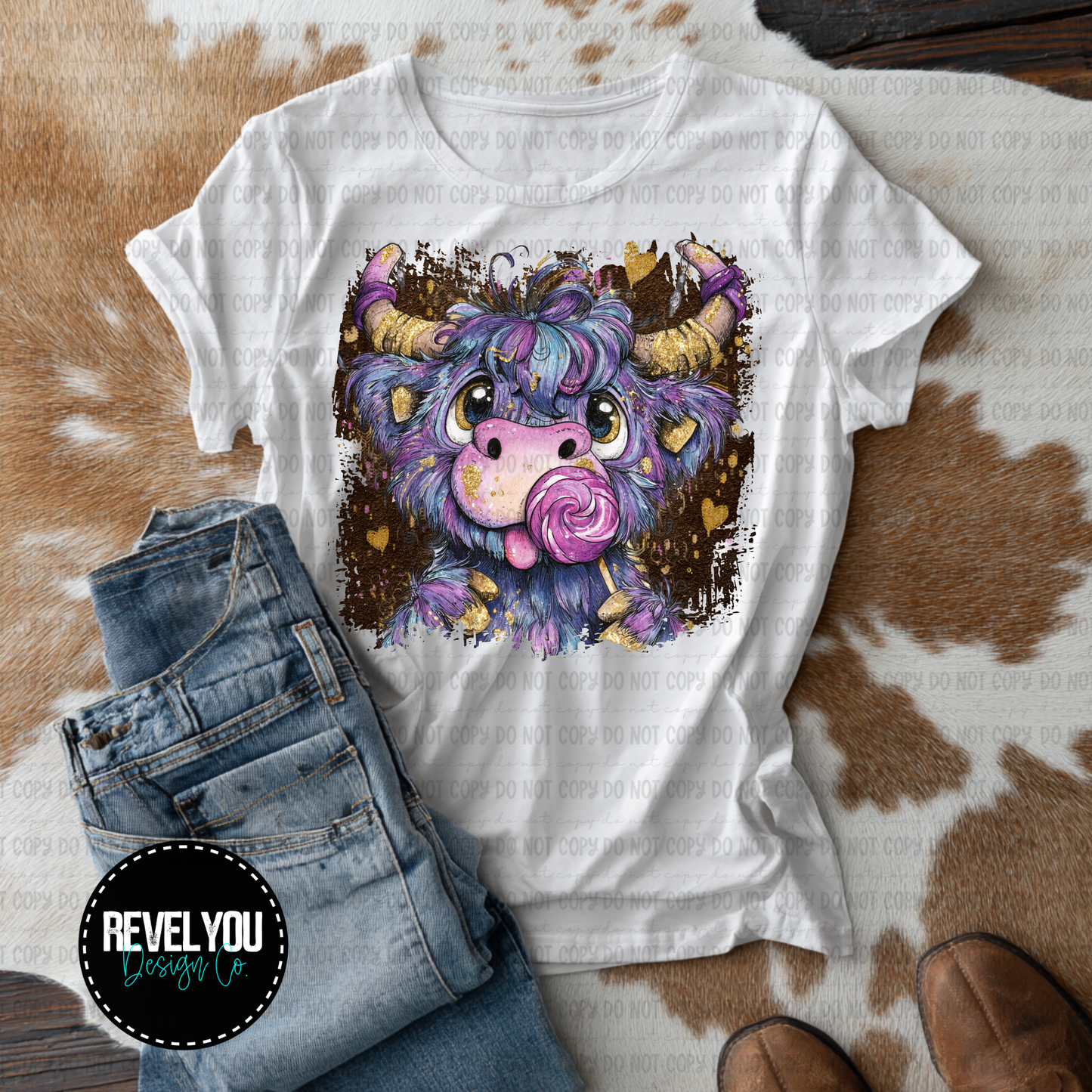 Whimsical Cow Brown Background Lollipop