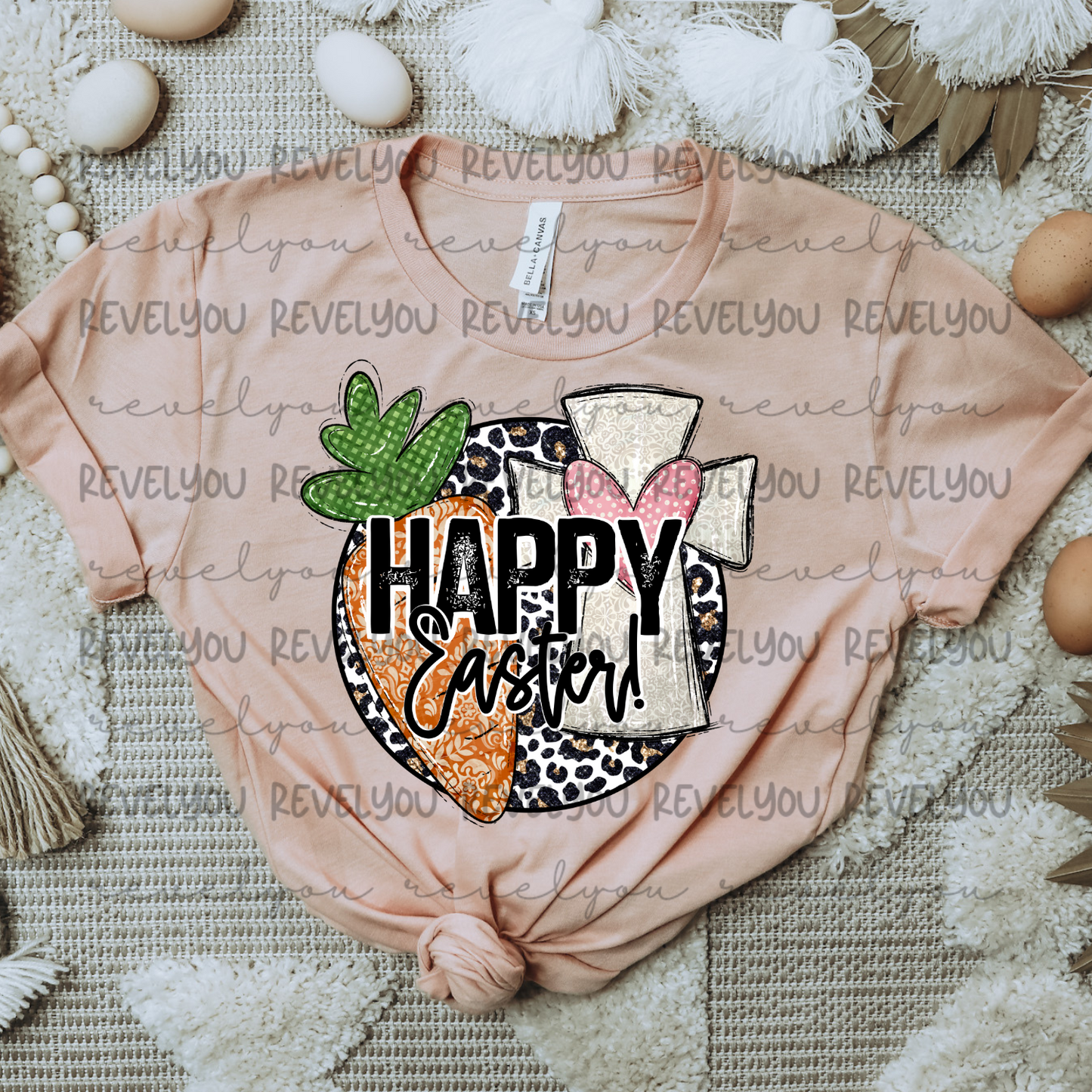 Happy Easter Leopard Circle - PNG