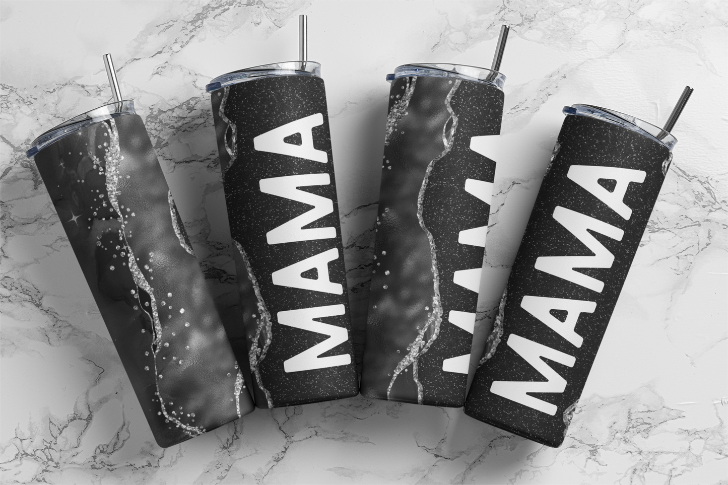 Mama Black Glitter - Digital Tumbler PNG