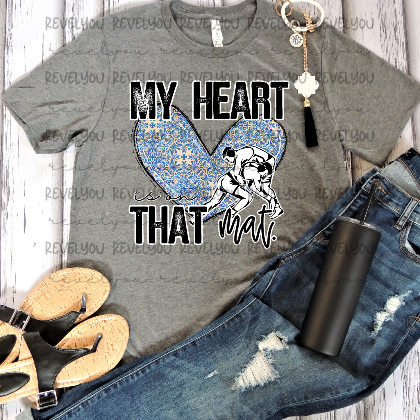 My Heart Is On That Mat Blue Heart Wrestlers - PNG