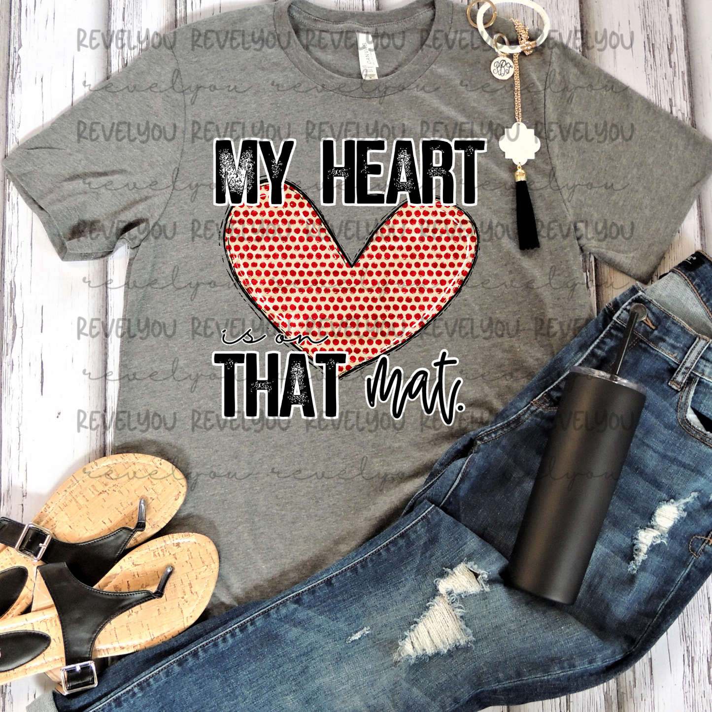 My Heart Is On That Mat Red Heart - PNG