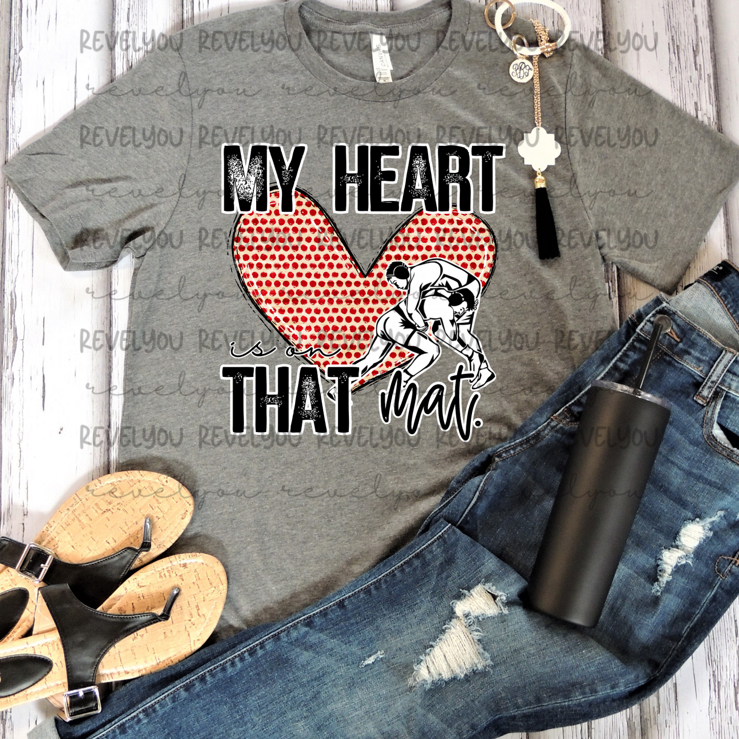 My Heart Is On That Mat Red Heart Wrestlers - PNG