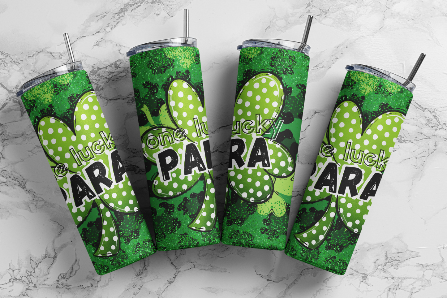 One Lucky Para Shamrock - Digital Tumbler PNG