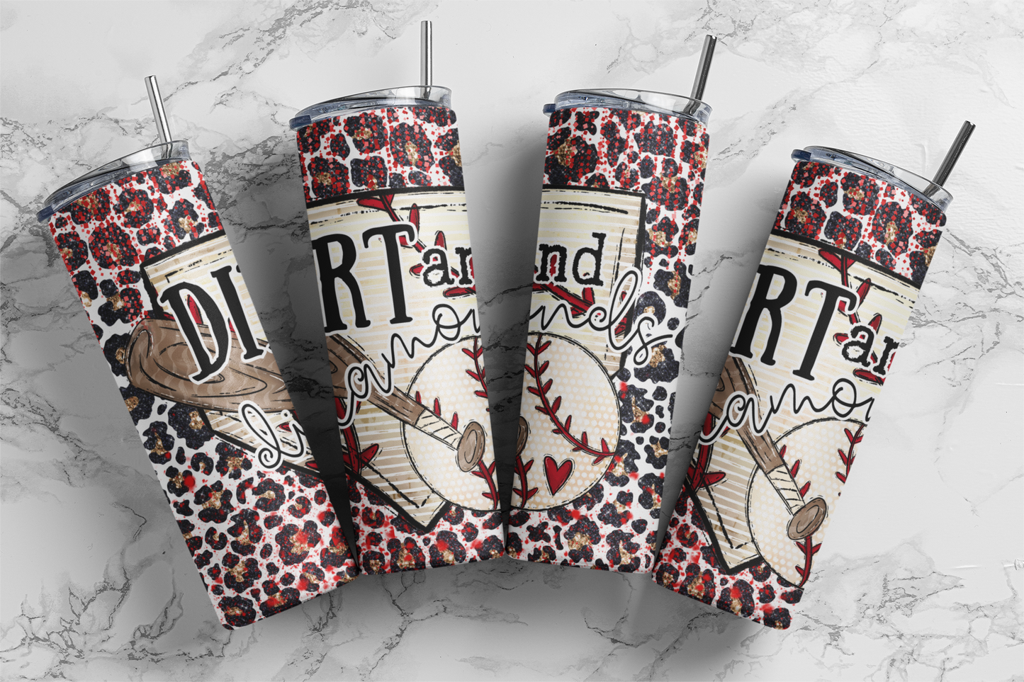 Dirt And Diamonds Baseball - Digital Tumbler PNG