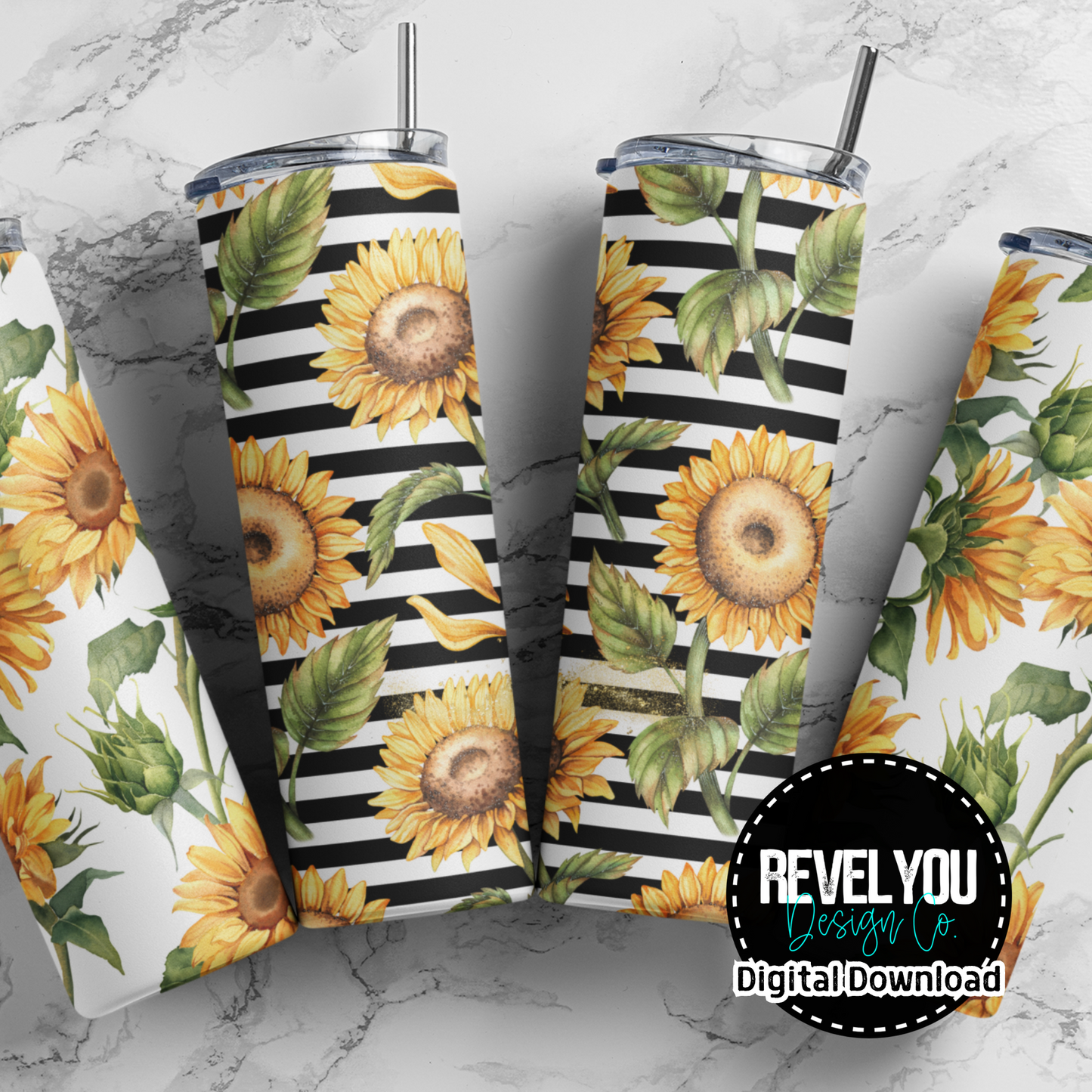 Sunflower Colorblock - Digital Tumbler PNG