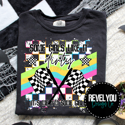 Neon Checkered White Some Girls Like It Dirty It's Me I'm Some Girls 2 -  PNG