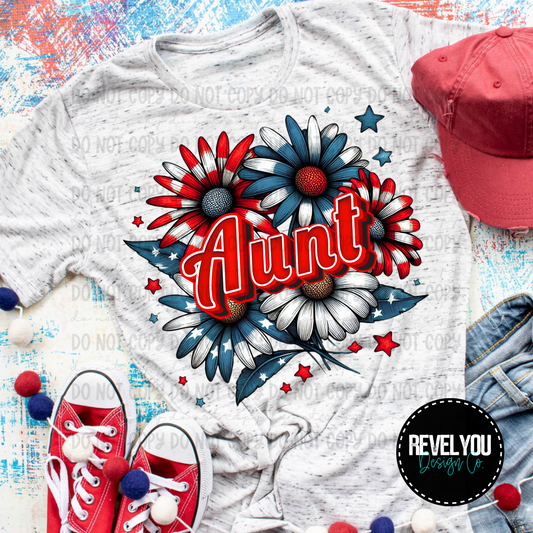 Patriotic Floral Aunt - PNG
