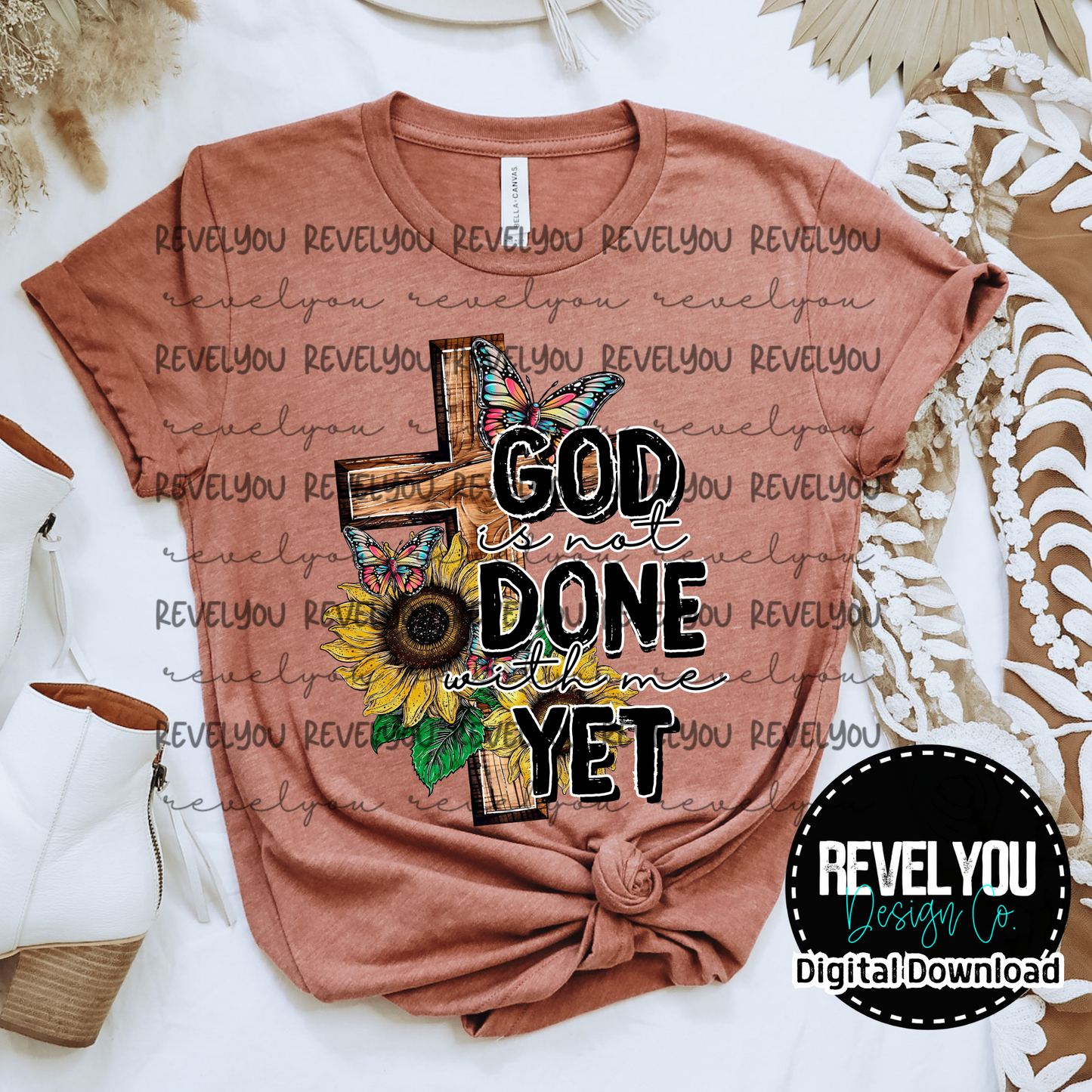 God Is Not Done Done With Me Sunflower Cross  - PNG