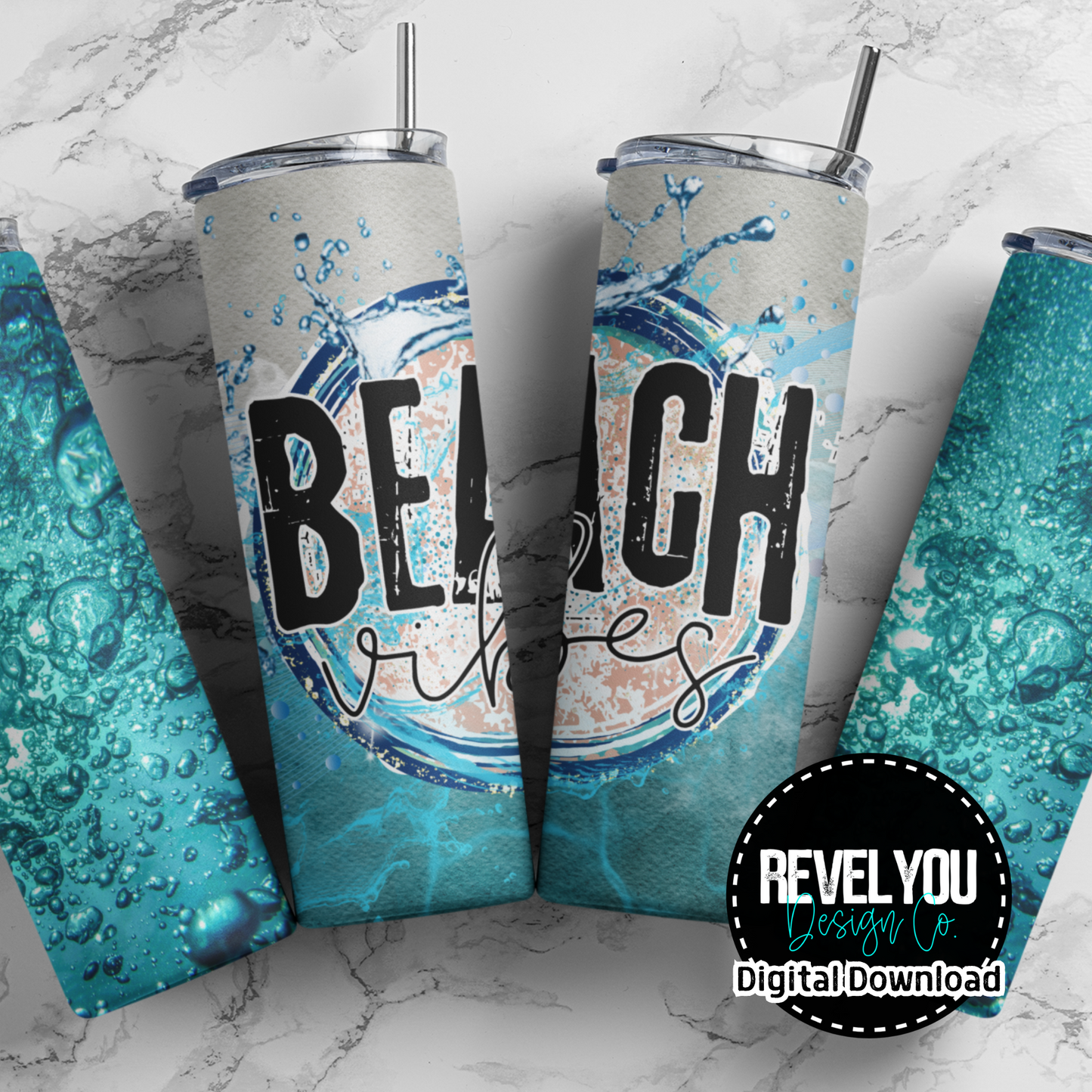 Beach Vibes Bubbles - Digital Tumbler PNG