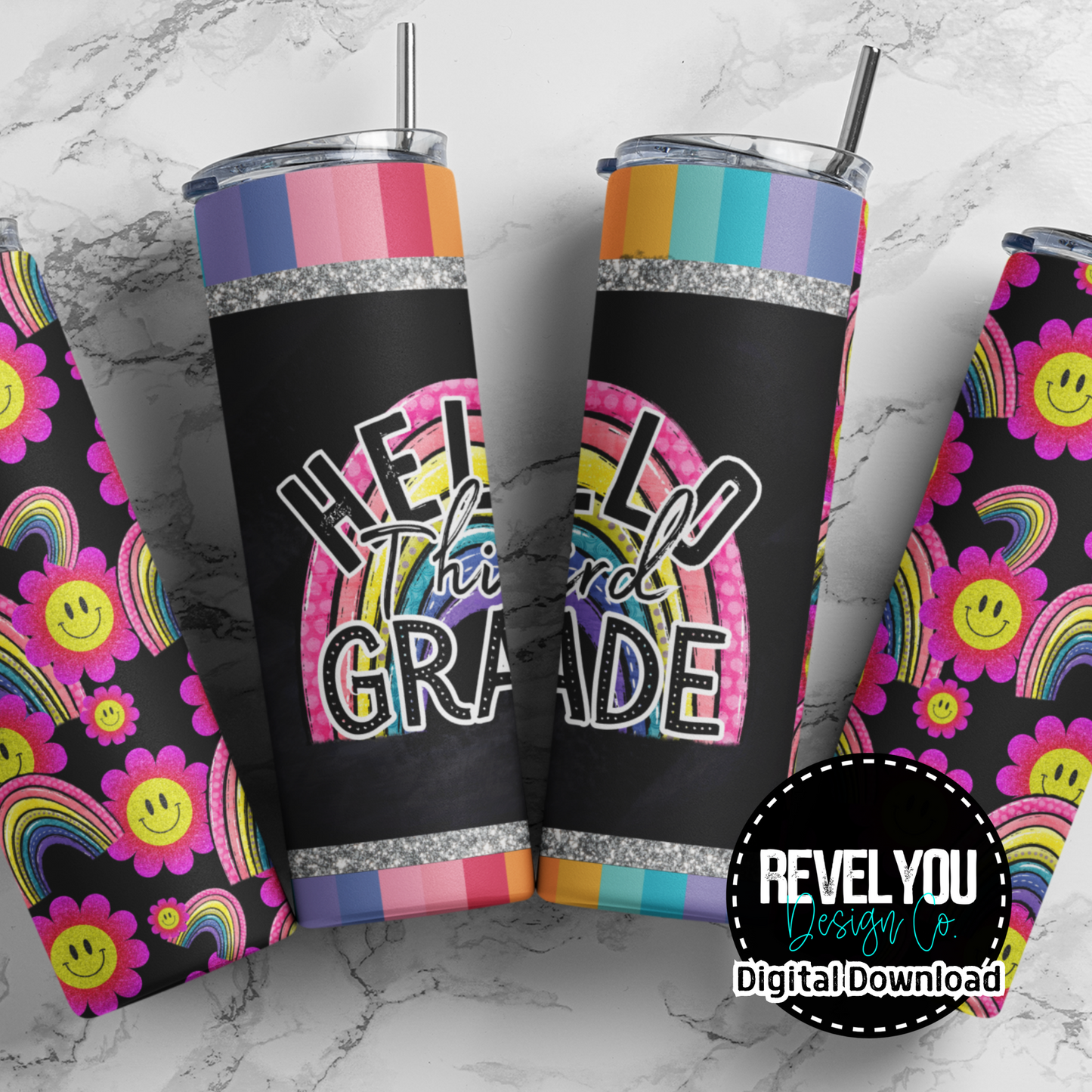 Hello Third Grade - Digital Tumbler PNG