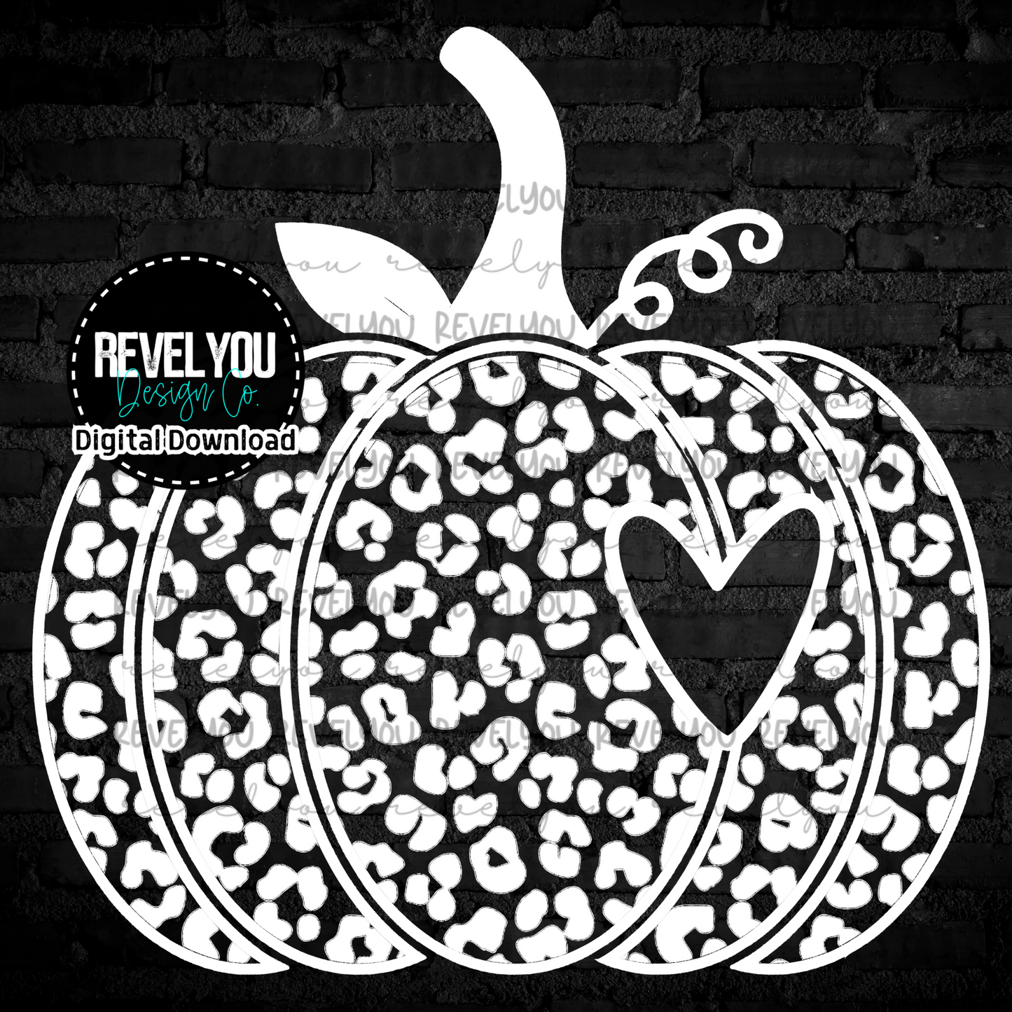 Leopard Pumpkin Outline White - PNG