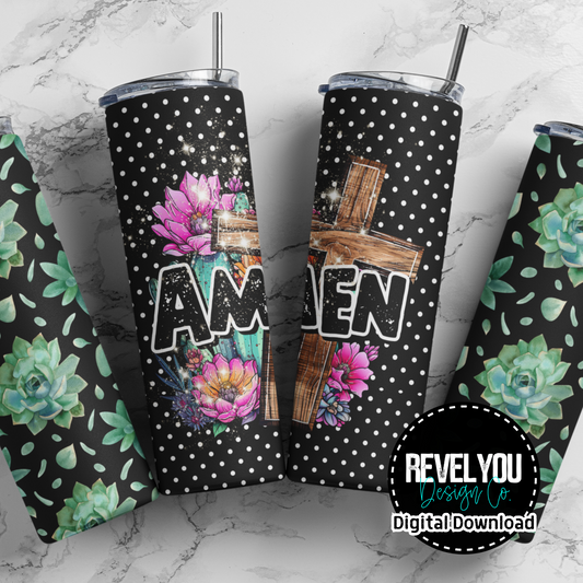 Amen Cactus - Digital Tumbler PNG