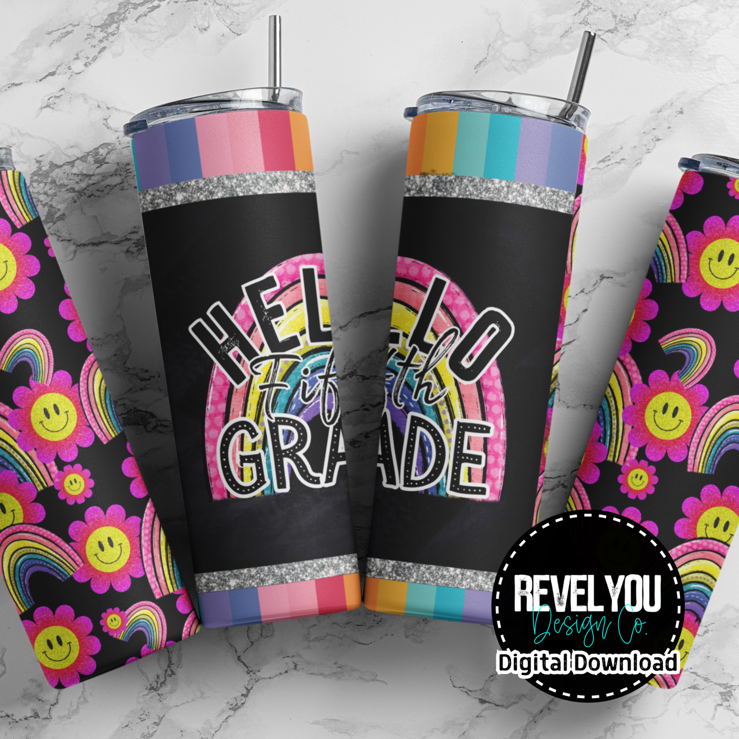 Hello Fifth Grade - Digital Tumbler PNG