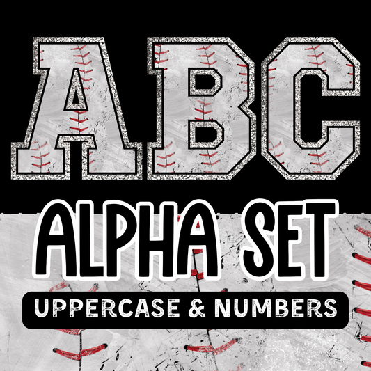 Baseball Grunge Silver Glitter - PNG Alpha Set