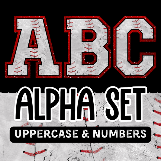 Baseball Grunge Red Glitter - PNG Alpha Set