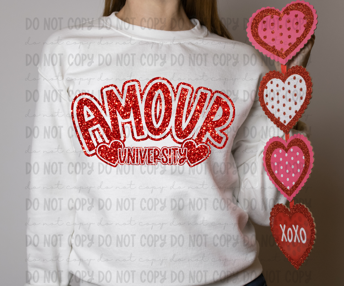 Amour University Faux Glitter Red - PNG
