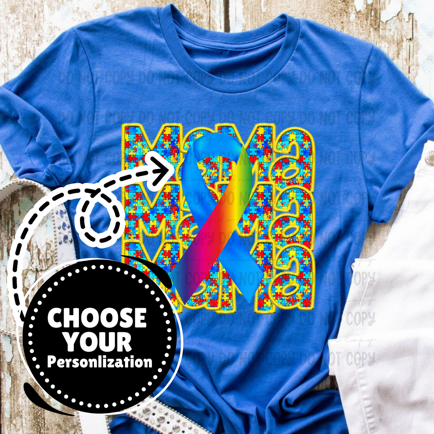 Autism Ribbon Stack - Customize Yours - PNG