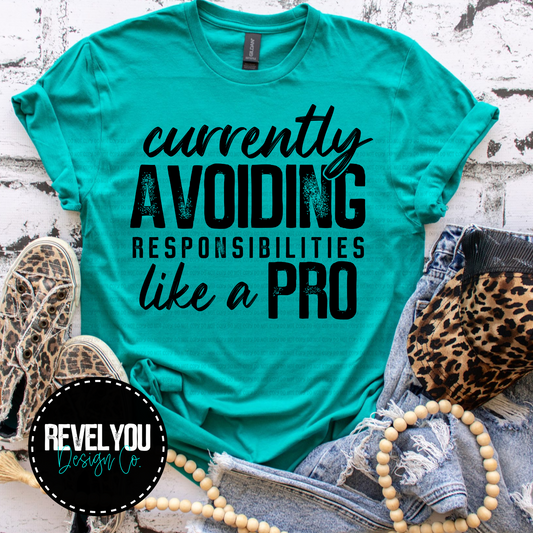 Currently Avoiding Responsibilities Likes A Pro Black/White Set - PNG