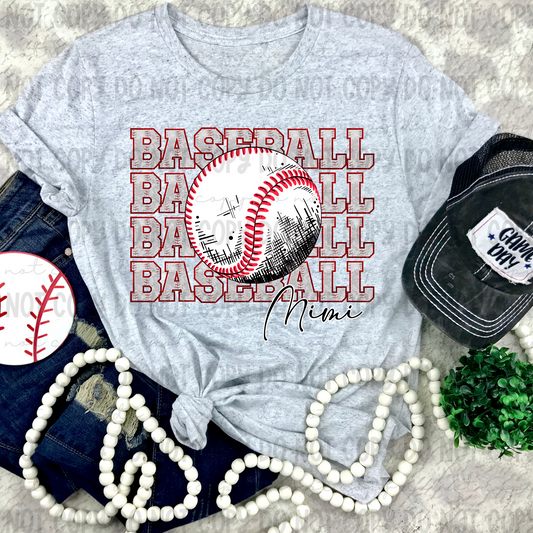 Baseball Faux Glitter Stack Mimi - PNG