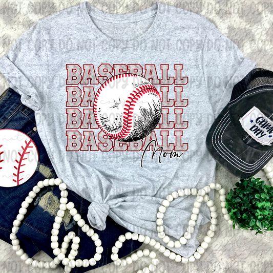 Baseball Faux Glitter Stack Mom - PNG