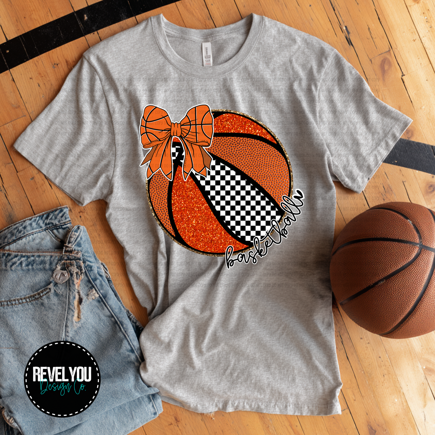 Checkered Basketball Bow Script - PNG