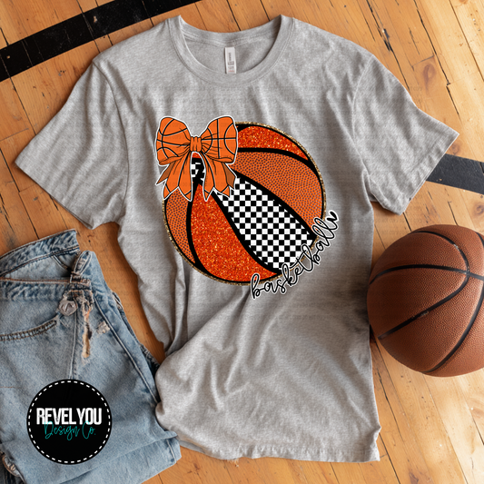 Checkered Basketball Bow Script - PNG