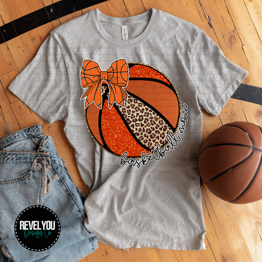 Leopard Basketball Mom Bow - PNG