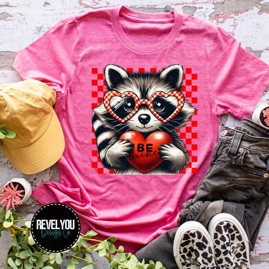 Be Mine Racoon With Heart Red