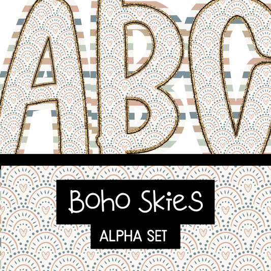 Boho Skies Alpha Set - Uppercase, Lowercase, 0-9