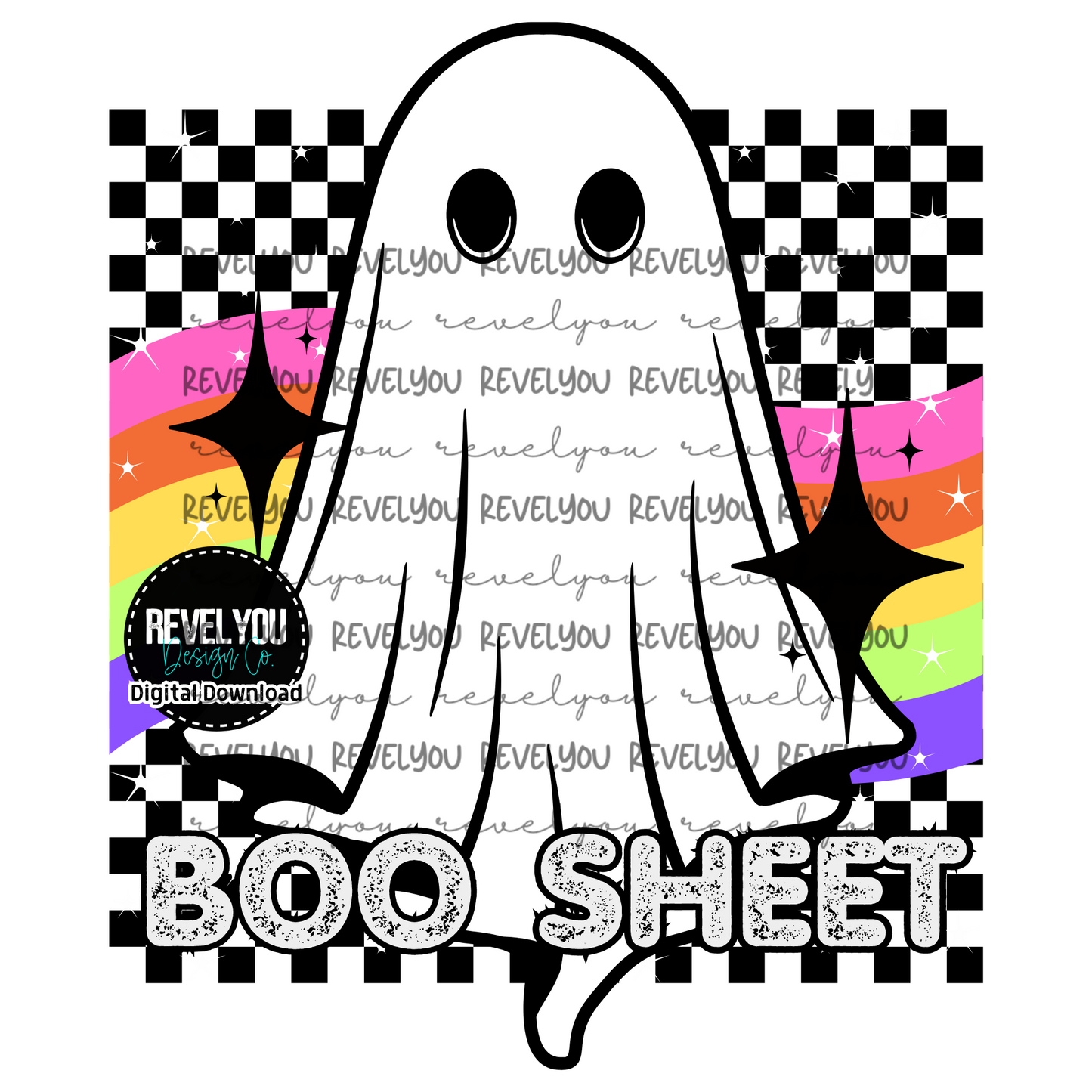 Boo Sheet Retro Checkered Ghost - PNG