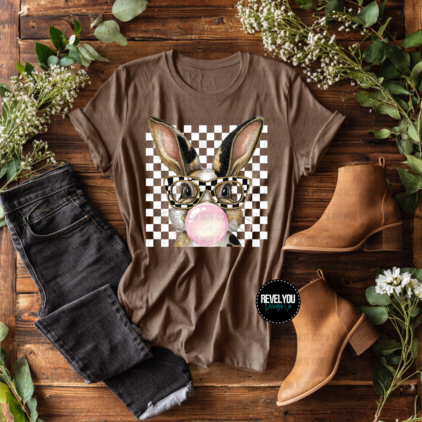 Checkered Bubble Gum Bunny - Set of 2