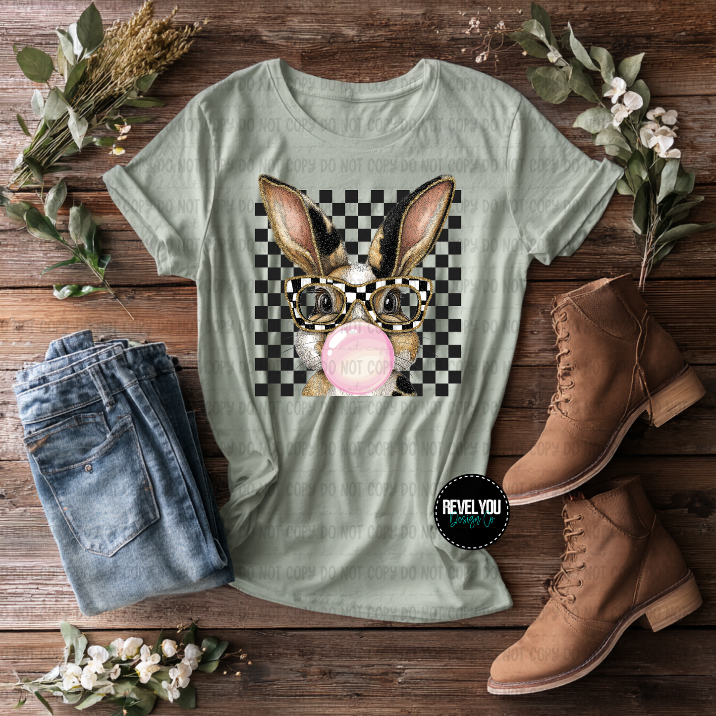 Checkered Bubble Gum Bunny - Set of 2