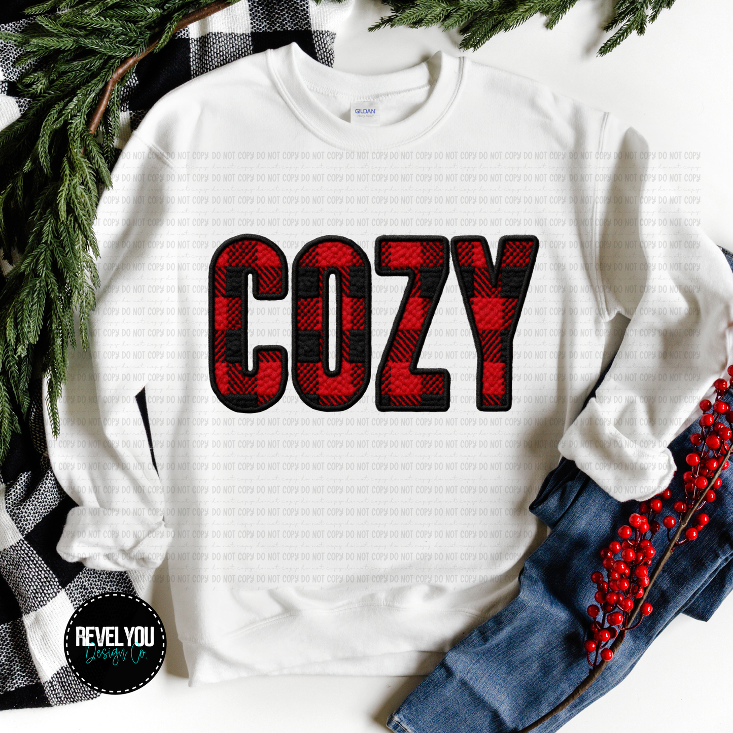 Cozy Red Faux Applique - PNG
