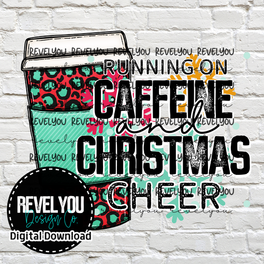 Caffeine Christmas Cheer Red Cup Snow Flakes - PNG