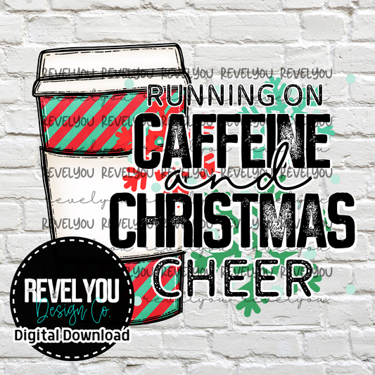 Caffeine Christmas Cheer Striped Cup Snow Flakes - PNG