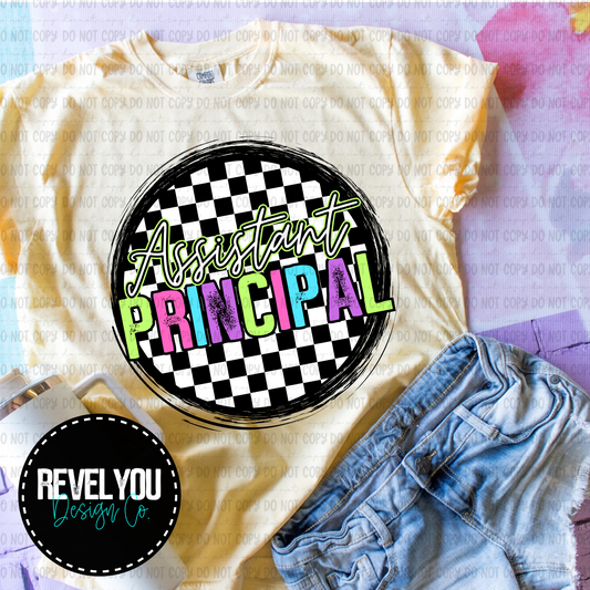 Checkered Circle Pink Assistant Principal - PNG