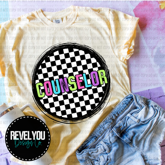 Checkered Circle Pink Counselor - PNG