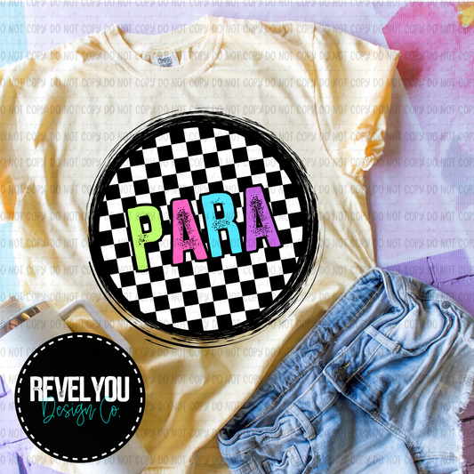 Checkered Circle Pink Para - PNG