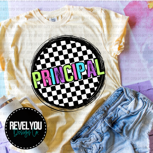 Checkered Circle Pink Principal - PNG