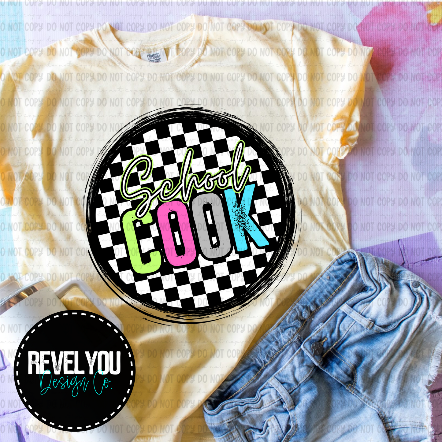 Checkered Circle Pink School Cook - PNG
