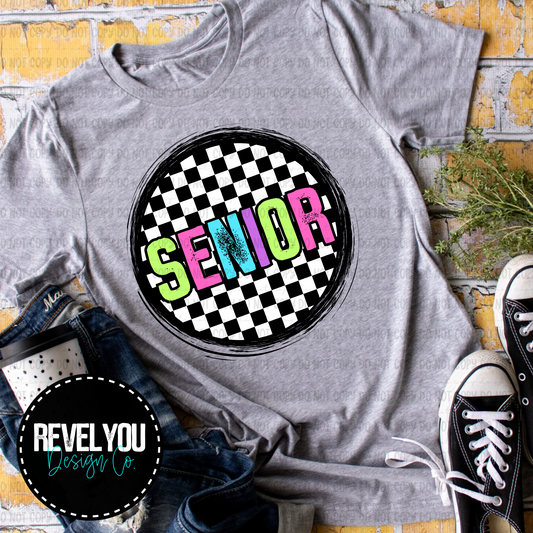 Checkered Circle Pink Senior - PNG