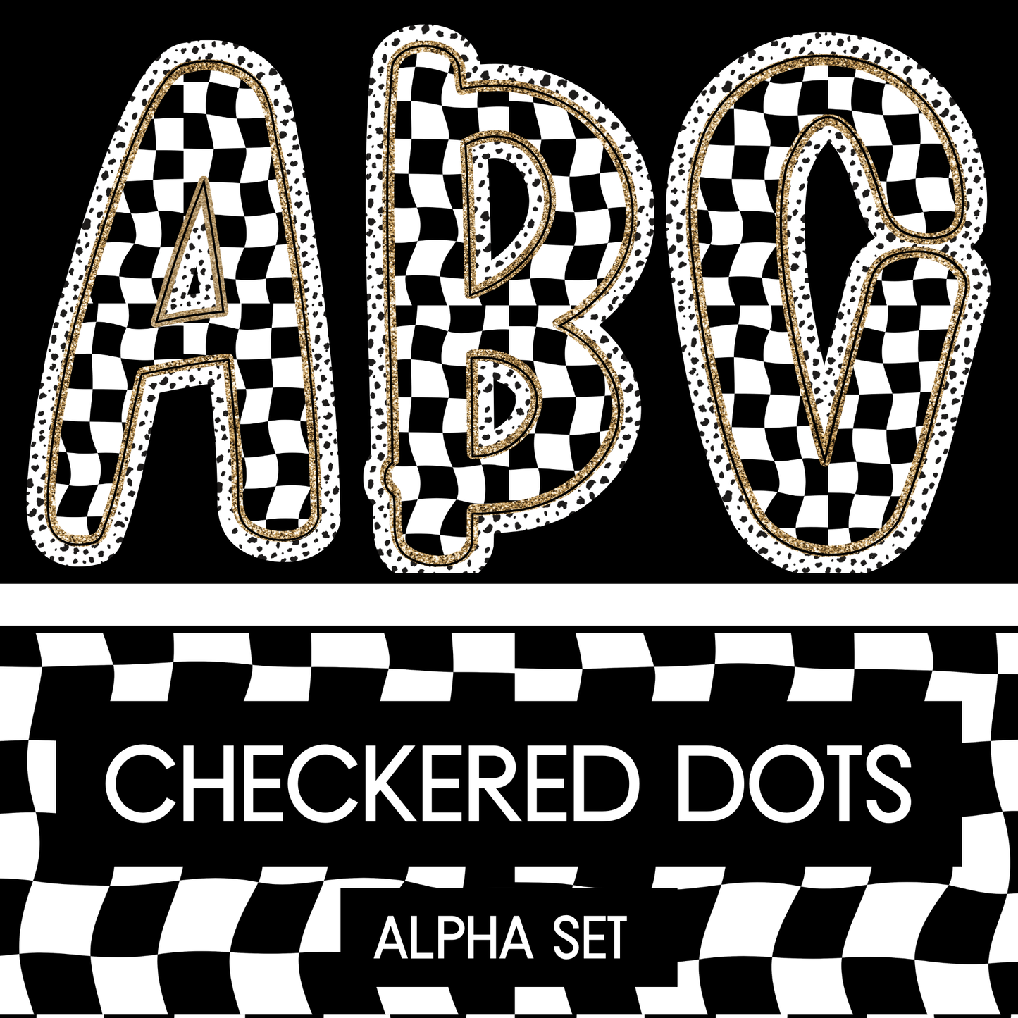 Checkered Dots - Uppercase, Lowercase, 0-9